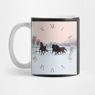 Galloping horses, winter time Mug